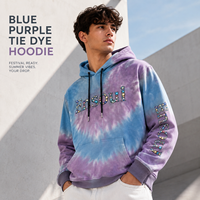 Sweat à capuche personnalisé avec strass, tie-dye, surdimensionné, en coton lourd 100%, vêtements de sport pour hommes, sweat à capuche décontracté, fabricants OEM ODM