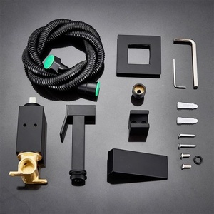 Modern Square Shower Sprayer Head for Toilet Black <strong>Brass</strong> Bidet Hand Sprayer with Ceramic Valve <strong>Core</strong> 2-Hole Mount <strong>Shattaf</strong> Set - Product Image 6