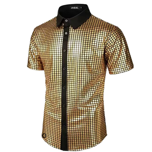 Camisas Casuales de Manga Corta para Hombre Liu Ming, Ropa Brillante de Moda para Discotecas, Fiestas y Bailes de Graduación - Product Image 1
