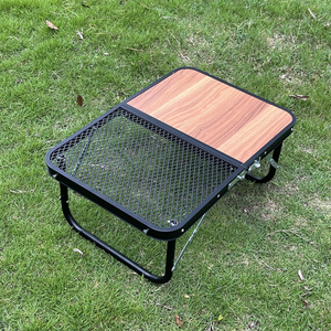 <span class=keywords><strong>Maleta</strong></span> personalizada multifuncional de grano de madera barbacoa mesa de malla, Camping Mini aluminio portátil chico Metal al aire libre plegable MESA DE Picnic - Product Image 1