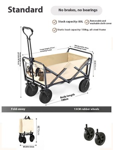 Outdoor <strong>Hand</strong>-Pull <strong>Folding</strong> Camping <strong>Cart</strong> Stainless Steel Camp Trailer &amp; Shopping Trolley for Stall Camping &amp; Travel - Product Image 6