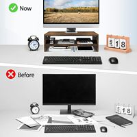 Support de moniteur, support de moniteur d'ordinateur portable à 2 niveaux, support de moniteur d'écran en bois de bureau avec organisateur de stockage