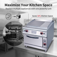Plaque de cuisson professionnelle à gaz avec four, en acier inoxydable, gril à surface plate, économie d'énergie, réduction du bruit, GPL pour restaurant