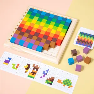 Giáo Dục Sớm bằng gỗ nhận thức trẻ em học tập hỗ trợ dạy học Đồ chơi giáo dục Câu Đố ghép hình câu đố màu khối