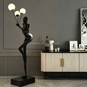 Lampadaire Sculpture Humaine 4 Boules Lumineuses, <span class=keywords><strong>Lampe</strong></span> sur Pied <span class=keywords><strong>Statue</strong></span> Femme, Décoration Artistique de Luxe pour Villa, Salon, Hall d'Hôtel - Product Image 6