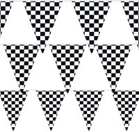 Bannière de drapeau à carreaux noir et blanc, guirlande de fanions à carreaux pour fête d'anniversaire sur le thème des voitures de course, décorations pour événements sportifs