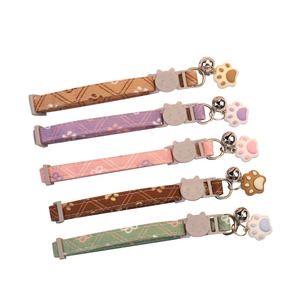 Cartoon Pet Collars With Paw Pendants Soft Polyester Cotton For Small Medium Cats <b>Dog</b> Collars Wholesale - Product Image 5