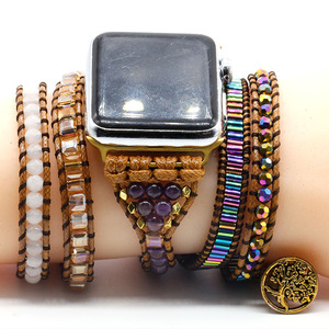 Thông Minh Đồng <span class=keywords><strong>H</strong></span>ồ Pha Lê Đính Cườm Dây Đeo Đồng <span class=keywords><strong>H</strong></span>ồ Cho Smartwatch Bohemian Đa Lớp Đá Ban Nhạc Đồng <span class=keywords><strong>H</strong></span>ồ Vòng Đeo Tay - Product Image 6