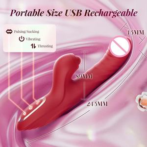 Vibratore <span class=keywords><strong>Rabbit</strong></span> Multifunzione a Rotazione 360 Gradi, Rosso e Rosa, per Ragazze, Giocattolo Sessuale - Product Image 5
