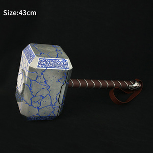 Marteau de <span class=keywords><strong>Thor</strong></span> en métal, alliage de zinc massif, 43 cm, réplique grandeur nature de Mjolnir, gravure de runes bleues craquelées, pour collection de bureau - Product Image 4