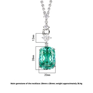 Classic Green Paraiba Cubic Zirconia Premium Jewelry Anti-tarnish Eco-friendly <b>Copper</b> Women Statement Necklace for Banquet Gift - Product Image 6