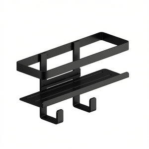 Étagère de douche simple avec panier, largeur 28,8 cm, noir mat, avec crochets - Product Image 3