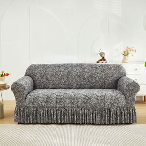 Luxury Wholesale Chair Recliner Frill Jacquard 3 Seater <b>Sofa</b> <b>Covers</b> Slipcover Elastic <b>Stretch</b> With Skirt - Product Image 1