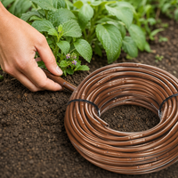 Tuyau d'irrigation goutte à goutte professionnel de 30 m en PE marron pour l'entretien paysager et kit d'irrigation systématique de jardin