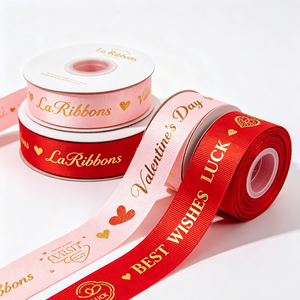 Luxury Custom Foil Gold Grosgrain Printed <b>Ribbon</b> With Logo Printed Craft <b>Ribbon</b> for Gift Decoration and Wrapping Bow - Product Image 3