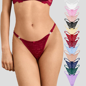 Culottes <span class=keywords><strong>Tanga</strong></span> et Strings pour Femmes, Taille Basse, Nœud Mignon, Sexy, en Maille Florale – Vente Chaude en Gros - Product Image 1