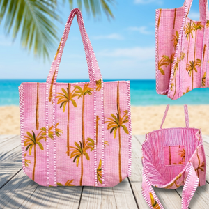 Women's Open Solid Color Printed Tote Bag Indian Cotton Washable for Daily Beach Travel Use - Product Image 3