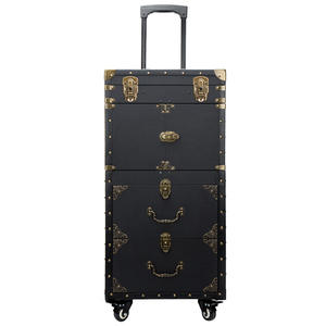 Trolley de Coiffure Vintage en Cuir – Boîte à Outils Personnalisée Rétro avec Tiroirs pour <span class=keywords><strong>Coiffeur</strong></span> et Rangement de Produits de Beauté - Product Image 5