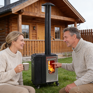 Chauffage à granulés d'extérieur, chauffage à granulés mobile portable pour patio, cour, camping, espace de vie en plein air - Product Image 6