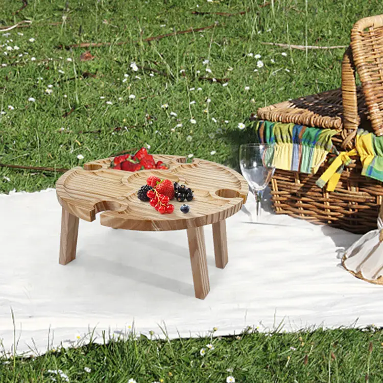 Newell Draagbare Houten Opvouwbare Ronde Kinderen Aparte Stoel Evenement Moderne Outdoor Lage Picknicktafel