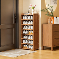 Meuble à chaussures Tenghang Simple Ultra-Mince en Bambou – Modèle Compact pour Couloirs/Entrées Étroits – Anti-Poussière et Gain de Place