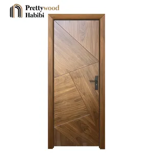 Prettywood住宅最新现代美国黑胡桃木贴面设计预装实木室内房门