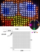 Cortina de Luces LED Inteligente con 400 LED Programables con Patrones y Texto, Sincronización Musical, Control Remoto, Aplicación y Controlador