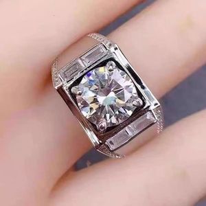 Venta al por mayor OEM ODM personalizado AU375 417 585 750 9K 10K 14K 18K joyería 2ct 8mm D Color <span class=keywords><strong>Moissanite</strong></span> diamante hombres anillo de oro - Product Image 2