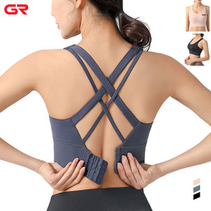 Custom Design High Support Crew Neck Fitness Tops Adjustable Removable Sports Bra For Workout Padded Spandex Active Print