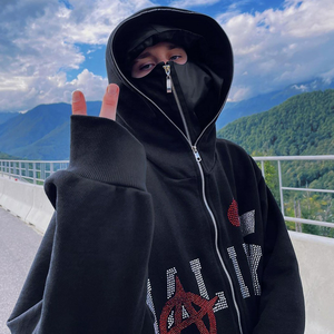 Sudaderas con cremallera personalizadas Sudaderas con <span class=keywords><strong>capucha</strong></span> de muestra Zip up para adolescentes Sudaderas con cremallera completa Rhinestone Mujer Gráfico - Product Image 2