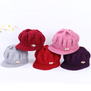 Women's Knitted Wool <b>Hat</b> With Fleece Lining Warm Windproof Classic Style For Winter Wear - Product Image 1