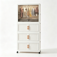 Armoire pliable en plastique pour enfants avec tiroirs et roulettes, organisateur de rangement pour vêtements d'enfants pour la chambre de bébé