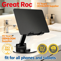 Support de téléphone et tablette Great Roc en métal, hauteur réglable, rotation à 360°, portable, pour bureau et lit, accessoires de bureau