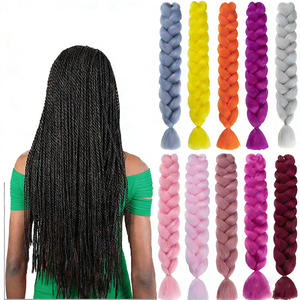 Cheveux synthétiques Xuchang de 24 pouces, dégradé arc-en-ciel, pour tressage, en fibre haute température, pour un usage polyvalent - Product Image 1