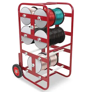 JH-Mech OEM Metal Strapping Wire Trolley Dispenser For Factory 1mm Wire Dispenser Powder-Coated Steel Cable Reels Caddy