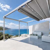 Pergola bioclimatique moderne en aluminium pour l'extérieur, toit rétractable en acrylique, télécommande motorisée, protection UV, noir et blanc