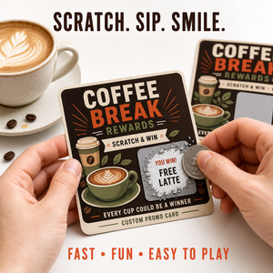 Autocollants à gratter personnalisés en couleur pour les programmes de fidélisation des cafés, les promotions commerciales et les cadeaux - Product Image 1