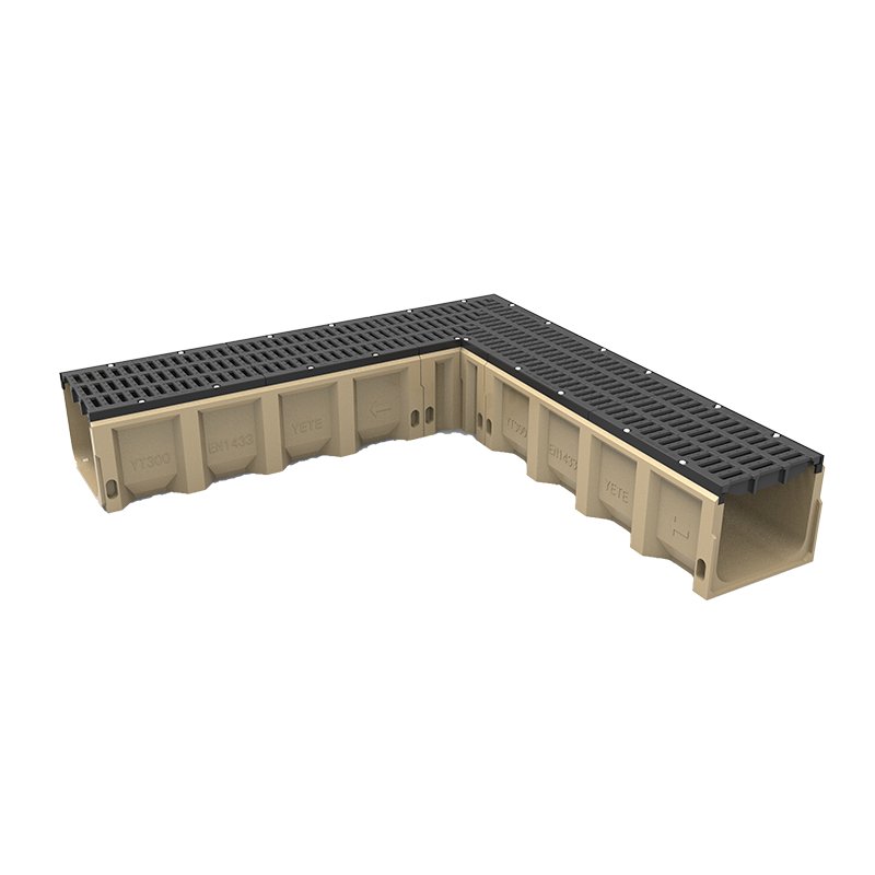 Factory 250 mm linear Polymer surface gully drainage channel with Stainless Steel edgeguard