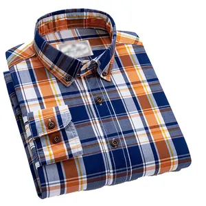 100% Cotton Plaid Shirt Casual High Quality Men Long Sleeved Spring Autumn Men Slim Fit British Fashion Shirts Plus Size Shirt