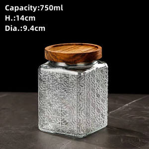 Frascos de vidrio decorativos vacíos con tapa de bambú, para almacenamiento de miel, azúcar, nueces, chocolate, 750ml - Product Image 5