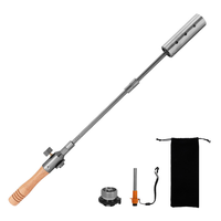 Lampe torche de camping extérieure à flamme longue portée, pistolet pulvérisateur en acier inoxydable, chalumeau pour brûler les poils de porc, poignée droite en bois, portable et détachable