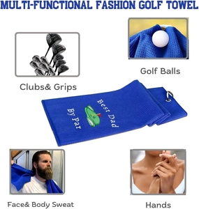 Serviettes personnalisées avec logo imprimé ou brodé, serviette de <span class=keywords><strong>golf</strong></span> en polyester de couleur unie avec broderie et tissage gaufré pour le sport et le nettoyage - Product Image 3