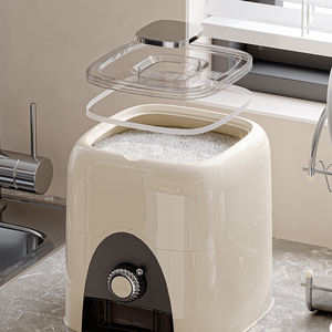 Boîte de rangement à boutons rotatifs pour le riz et les aliments Récipient de stockage de cuisine en plastique étanche à l'humidité Techniques d'injection - Product Image 6