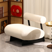 Fauteuil de détente de style mid-century, structure en bois massif, fauteuil d'appoint rembourré pour salon