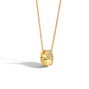 Collar de cuentas CZ con geometría de engranajes para mujer, cadena chapada en oro de 18K, colgante de la suerte, joyería de moda para parejas, accesorio al por mayor - Product Image 1
