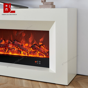 [Mueble para TV con <span class=keywords><strong>Chimenea</strong></span> Eléctrica Directo de Fábrica] 385SS, 2.4 Metros, Blanco, Mueble para TV Moderno de Lujo con <span class=keywords><strong>Chimenea</strong></span> - Product Image 4
