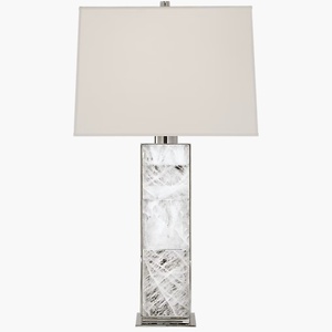 Lampe de table Art Déco haute en cristal naturel, lampe de bureau contemporaine de luxe E26 à intensité variable pour l'éclairage de console d'entrée de villa - Product Image 4