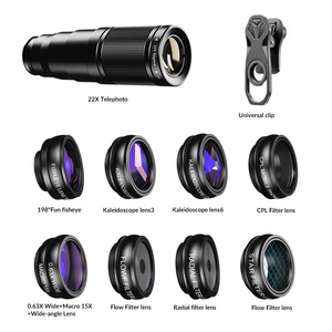 Objectif macro grand angle fisheye téléobjectif optique HD 22x, <span class=keywords><strong>kit</strong></span> d'objectif de caméra de téléphone universel 10 en 1, objectif de téléphone externe - Product Image 2