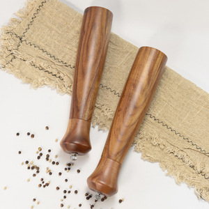 Moulin à poivre manuel en bois, facile à utiliser, avec mouvement en céramique, poignée en acier inoxydable, idéal pour les restaurants, pour sel et épices - Product Image 6