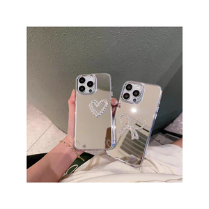 Custodia per Telefono Fai-da-Te di Lusso per <span class=keywords><strong>iPhone</strong></span> da 7 a 16 Pro Max <span class=keywords><strong>con</strong></span> Cuore di Perle e Fiocco Antiurto Custodie per Cellulari 17 Pro - Product Image 2